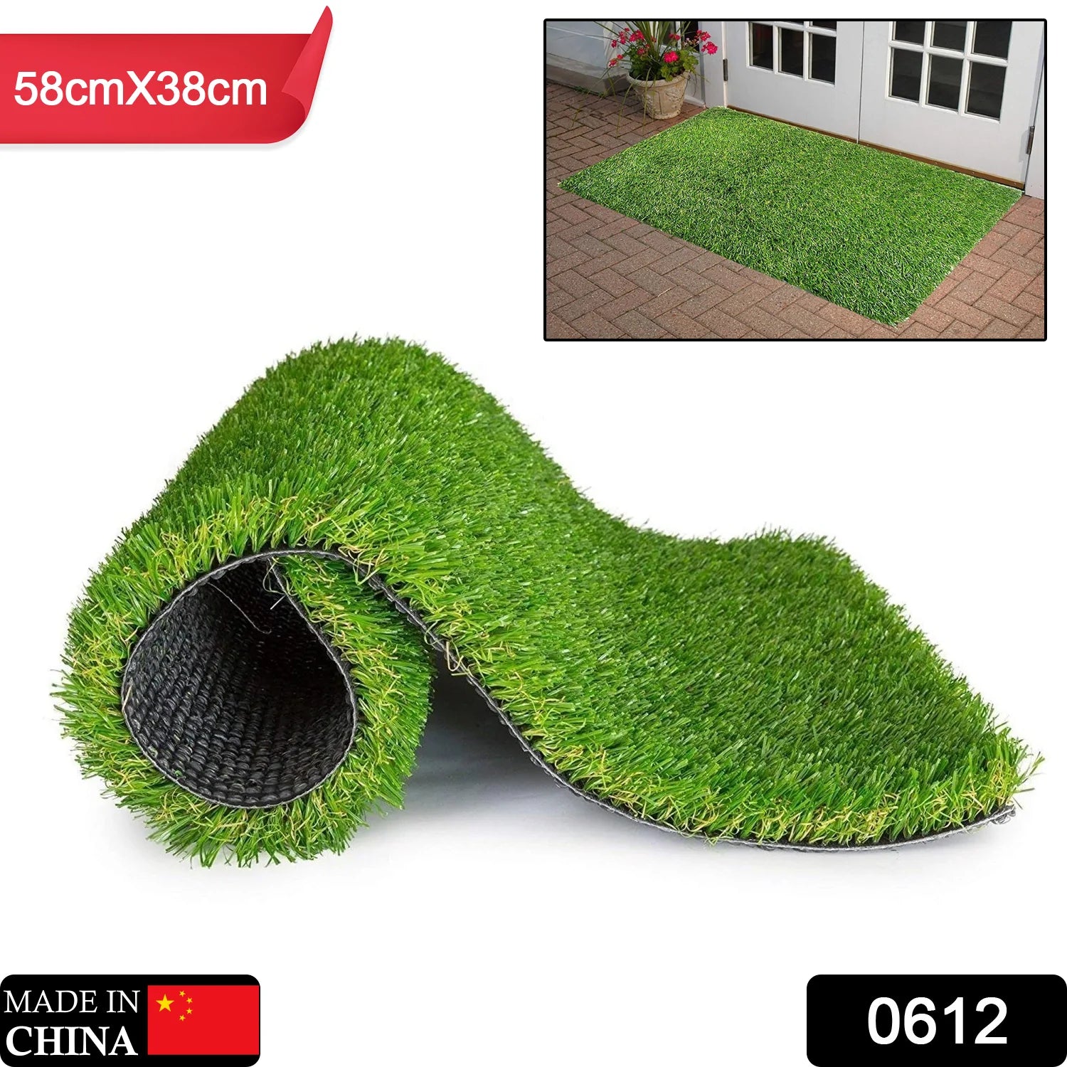 0612 Artificial Grass for Balcony Or Doormat, Soft and Durable Plastic Turf Carpet 58x38cm 0612 Artificial Grass for Balcony Or Doormat, Soft and Durable Plastic Turf Carpet 58x38cm